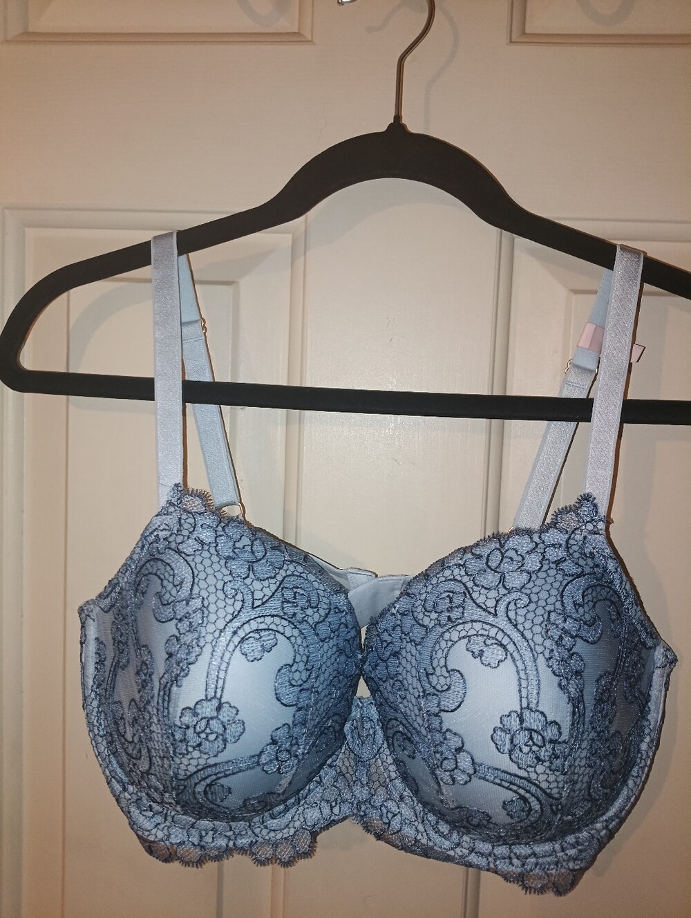 Victoria Secret Dream Angels Lined Demi 36DDD Baby Blue Lace\Scalloped Edges NWT